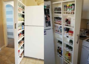 Buzdolabı Yanı Dolap: Buzdolabı Boşluğu Tekerlekli Raf Yapımı